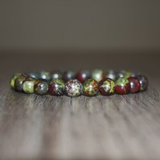 Dragon Blood Stone 8mm Beaded Balance Healing Reiki Stretch Women Men Bracelet