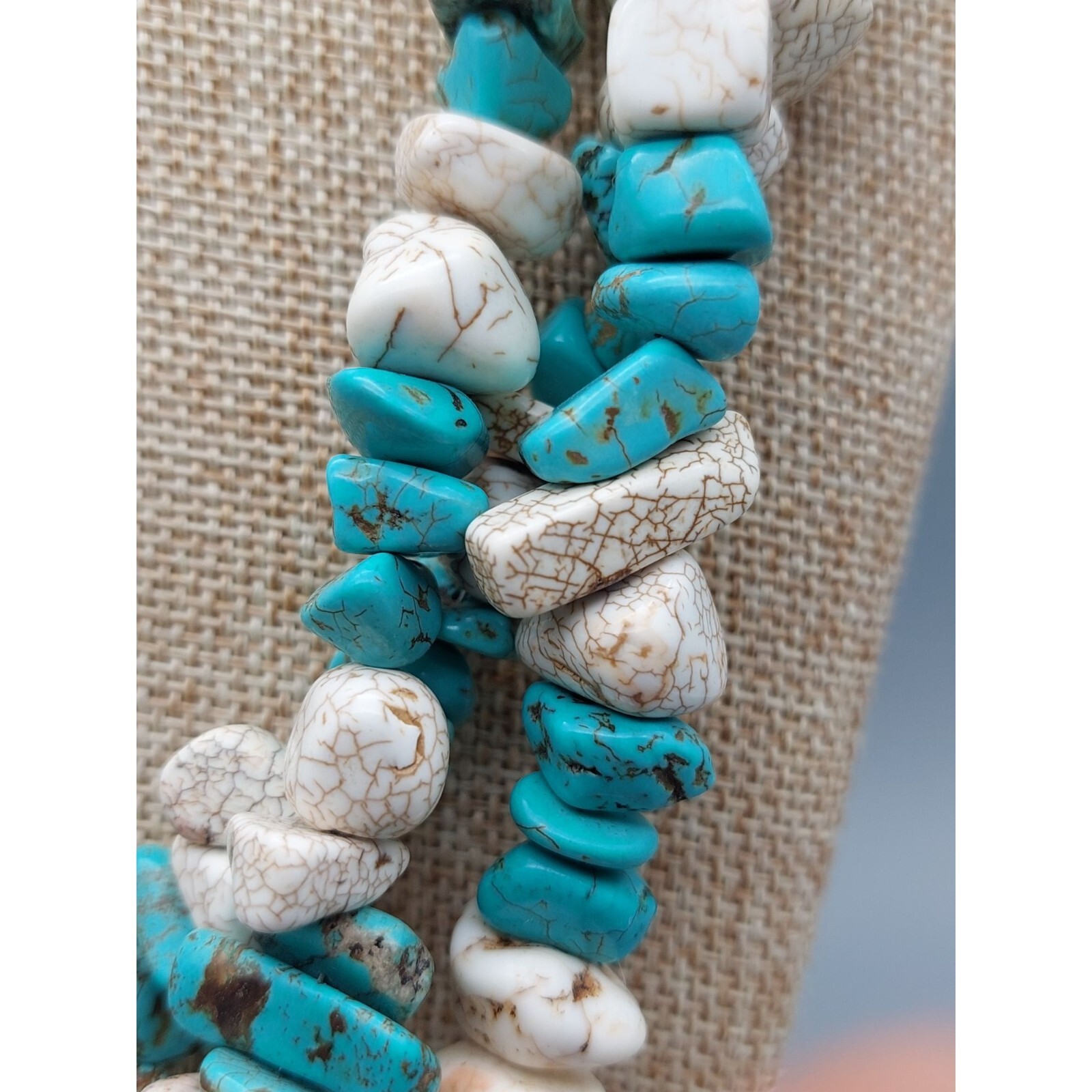 Stone Multi Strand Artisan Statement Necklace & H… - image 7