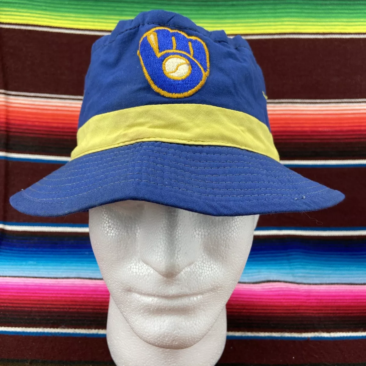 Vtg Top Of The World Milwaukee Brewers Mens Bucket Hat Sz M Glove Logo Cap  90s