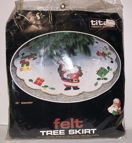 Kit Gonna Albero di Natale Titan Feltro Babbo Natale e Regali 36” Dia. NUOVO #592 Artigianato - Foto 3 di 3