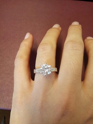 2 CT ROUND SONA DIAMOND 14K WHITE GOLD over silver, NO tarnish! Size 6,7,8