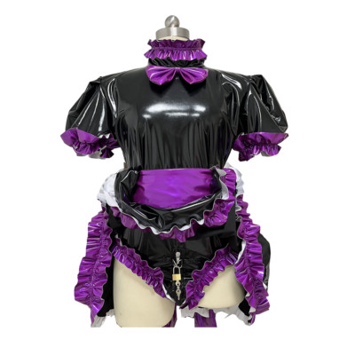 French Maid Sissy Lockable Black PVC Dress Cosplay Costume Tailor-made ...