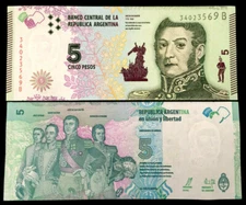 Argentina 5 Pesos 2015 Banknote World Paper Money UNC Currency Bill Note