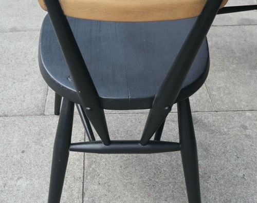 2x adult black painted vintage 1960s Ercol two bar stacking dining chairs - Picture 12 of 15