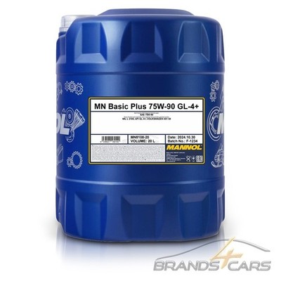 MANNOL 20 L BASIC PLUS 75W-90 GL-4+ GETRIEBEÖL FÜR VW 501.50 API GL 4+ MIL L 210