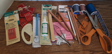 Junk Drawer Lot Mod-Vintage Sewing Items Thread Scissors Needles Cloth Markers