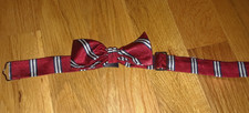Boys Brook Brothers Maroon Blue Striped 100 Silk Adjustable Bow Tie