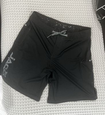 Jaco Men's Black Board Shorts Size 36 Solid Logo Drawstring Pockets