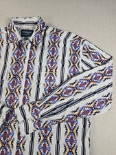 Wrangler Mens Aztec Print Western Pearl Snap Shirt Multicolor Large 112314882