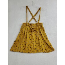 Urban Outfitters Jumper Dress Women’s Small Yellow Floral Satin Pinafore