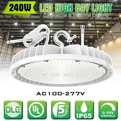 240W UFO LED High Bay Light Commercial Garage Shop Lamp 5000KDaylight  Listed