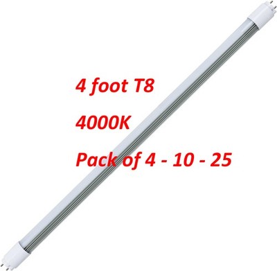 4 foot Fluorescent Replacement Double Ended Power 4000K Ballast Bypass 4/10/25