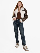 Vanita Giacca donna cropped pesante con pelliccia sintetica - moro