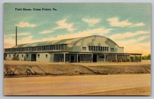 Vintage Blackstone Virginia Camp Pickett Field House Linen WWII Era Postcard