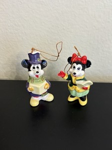 Walt Disney Productions Mickey& Minnie Mouse Christmas Ornaments Japan VTG
