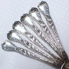 Set of 6 Gorham Sterling Silver Demitasse Spoons “MARGUERITE” FLORAL PATTERN 4”