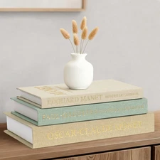 Decorative Books Set of 3 Modern Fake Book Box for Decoration, Aesthetic Faux...
