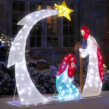 Outdoor 3.7 FT Lighted Nativity Scene Christmas Decoration with 170 LEDs