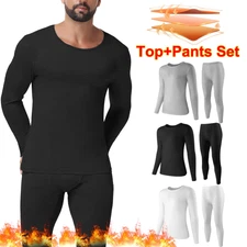 Men's Thermal Winter Ultra Soft Long Johns Set Base Layer Top & Bottom Crewneck