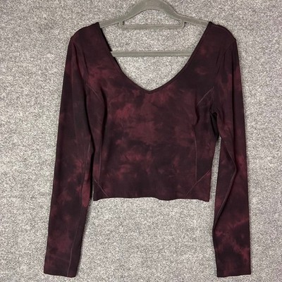 Lululemon Align Long Sleeve Shirt Womens 6 Burgundy Excellent Tie Dye Cropped