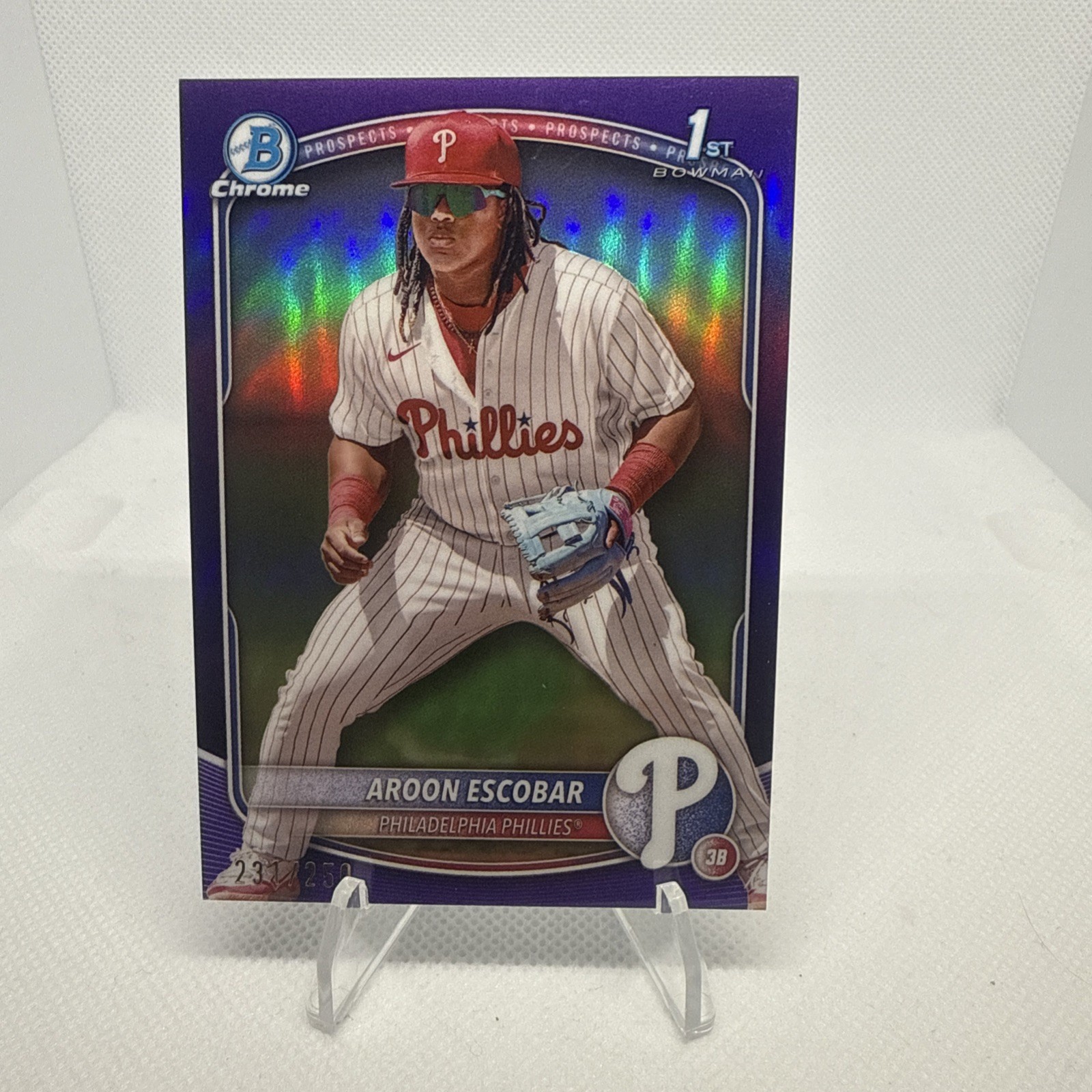 2025 Bowman Chrome Baseball Aroon Escobar Prospects 1st Purple 231/250 #BCP-65