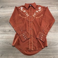 Vintage 60s Levi's Western Pearl Snap Shirt Mens Small brown Rodeo Cowboy RARE