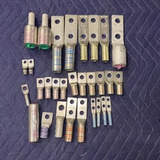 LOT OF 27 MISC COMP LUGS PANDUIT Burndy Ilsco Many sizes Crimp