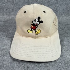 Mickey Mouse Walt Disney World Baseball Hat Beige Cream Parks Adjustable Vintage