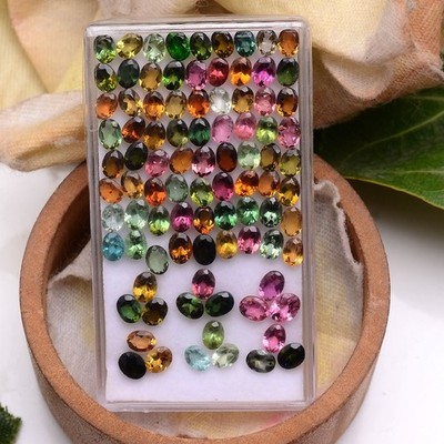 30 Pcs Natural Multi Tourmaline Top Grade Oval Cut 4mmx3mm Calibrated Gemstones