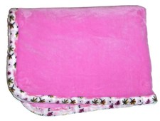 Le Bebe Favorite Bright Pink Leaf Print Trim Edge Soft Plush Baby Blanket 30x40