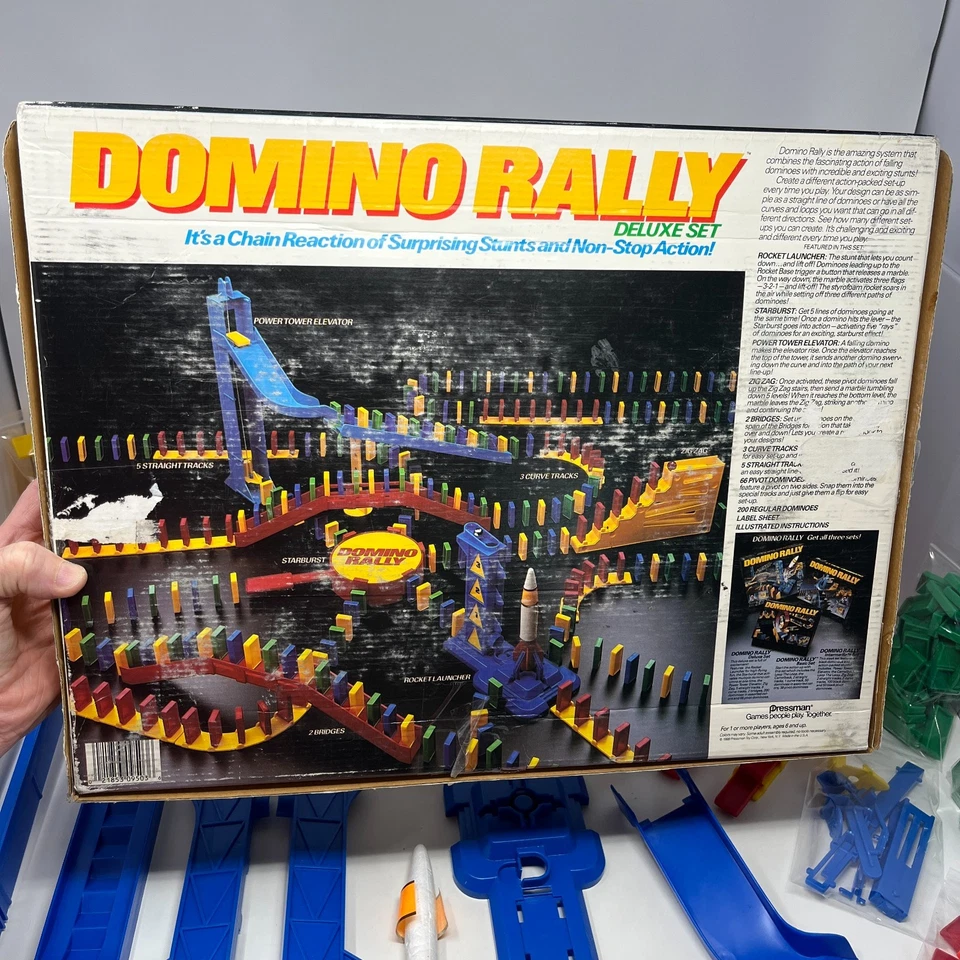 Vintage 1989 Domino Rally Deluxe Set - Pressman Games Missing Rocket Fins - Image 2 of 4