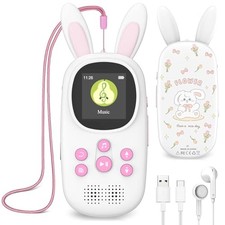 Mp3 Player for Kids, Cute Bunny Kids Mp3 Player with Bluetooth, 32GB Mp3 Pink