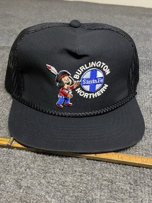 New Burlington Northern Santa Fe Railroad Snapback Trucker Hat Bill Black Mash 
