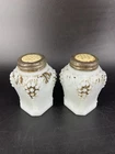 Antique Milk Glass Salt & Pepper Shakers Grapes Macilen Pattern