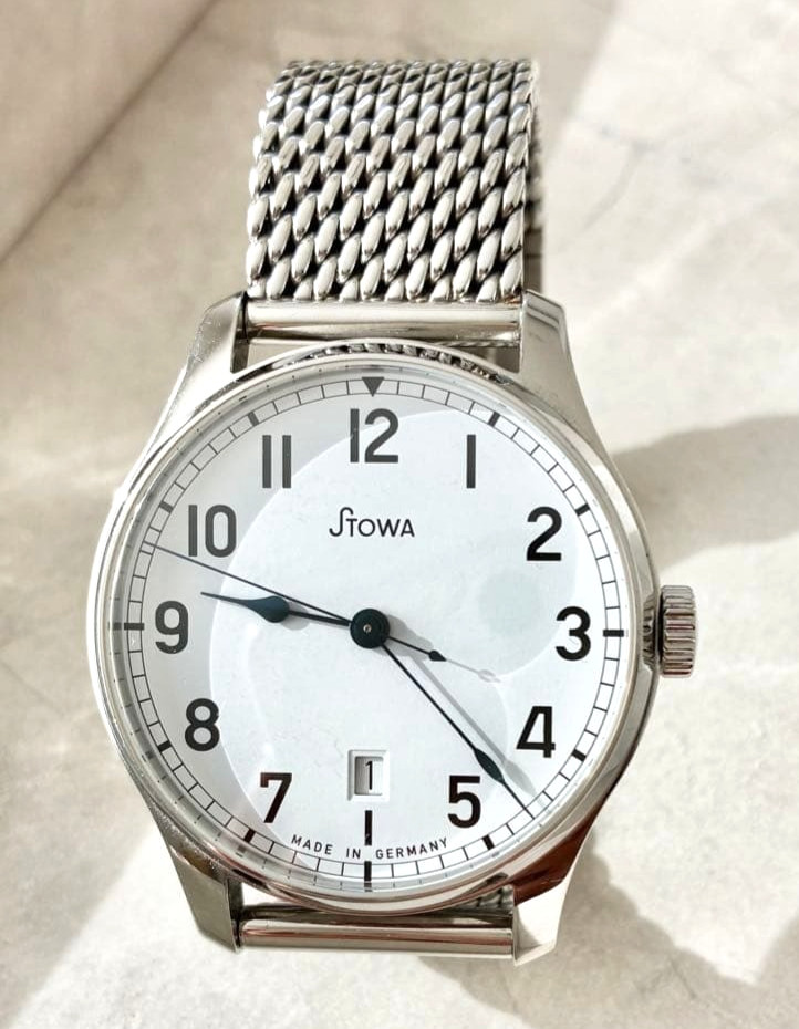 Stowa Marine Date 40mm Men's Watch White Dial Automatic Mesh Bracelet