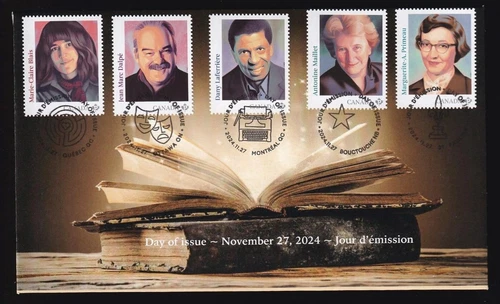 Canada 2024 limited edition private FDC - French Canadian Authors - sc#3472-3476