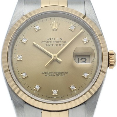 ROLEX Datejust men's watch 10P diamond 16233G(X) K18YG/Stainless Steel mensW...