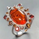 Gemstone ring 8 ct Natural Amber Ring 925 Sterling Silver Size 9.5 /R449275