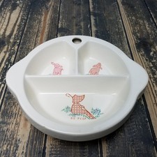Vintage EXCELLO Ceramic Baby Food Warmer 3 Section Dish LITTLE BO PEEP - CLEAN