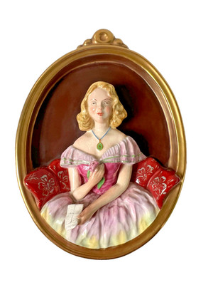 Vintage Wedgwood & Co Ltd ''ANNE'' handbemalt 3D Relief Keramik Wandrelief Rahmen