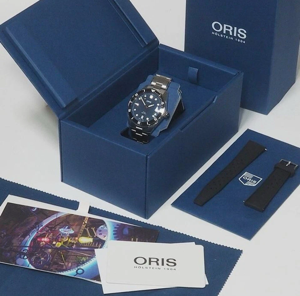 Reloj Hombre Oris Divers Fecha 39mm Esfera Azul 01 733 7795 4055-Juego Foto 4 de 4