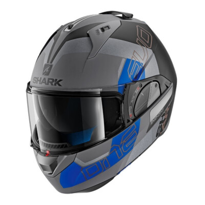 Helmet Modular Shark EVO ONE Slasher Grey Blue S Helmet Openable  Reversible