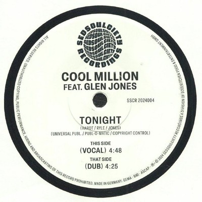 COOL MILLION feat GLENN JONES - Tonight - Vinyl (7'')