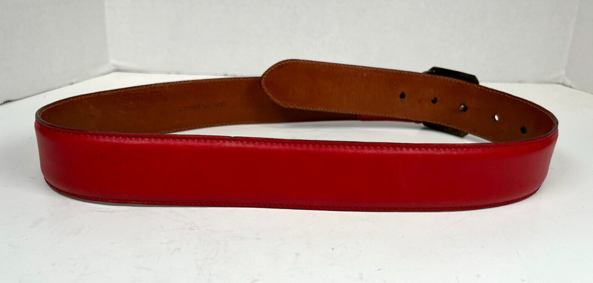 Ralph Lauren Made in Italy Red Calf Leather Silver Tone 2 Buckle Tri-Strap Belt NWT Polo Ralph Lauren Silver Buckle Reversible BLACK and  main image 2