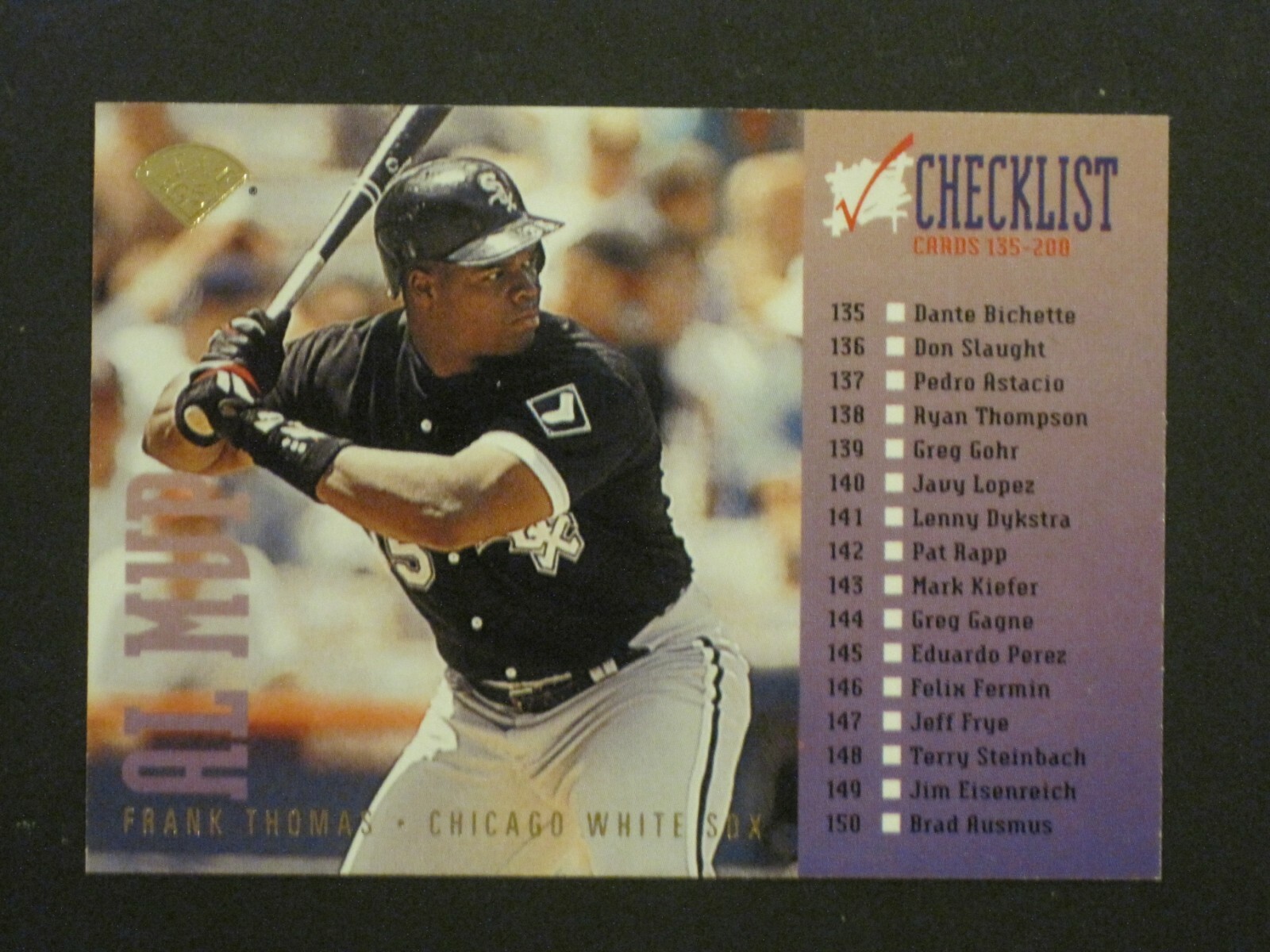 1995 LEAF FRANK THOMAS CHICAGO WHITE SOX CHECKLIST CARD #3!!!!!! COMBINED SHIP