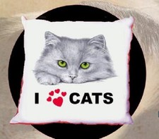 Cuscino in poliestere 40 x 40 cm i love cats  gatto animale animali