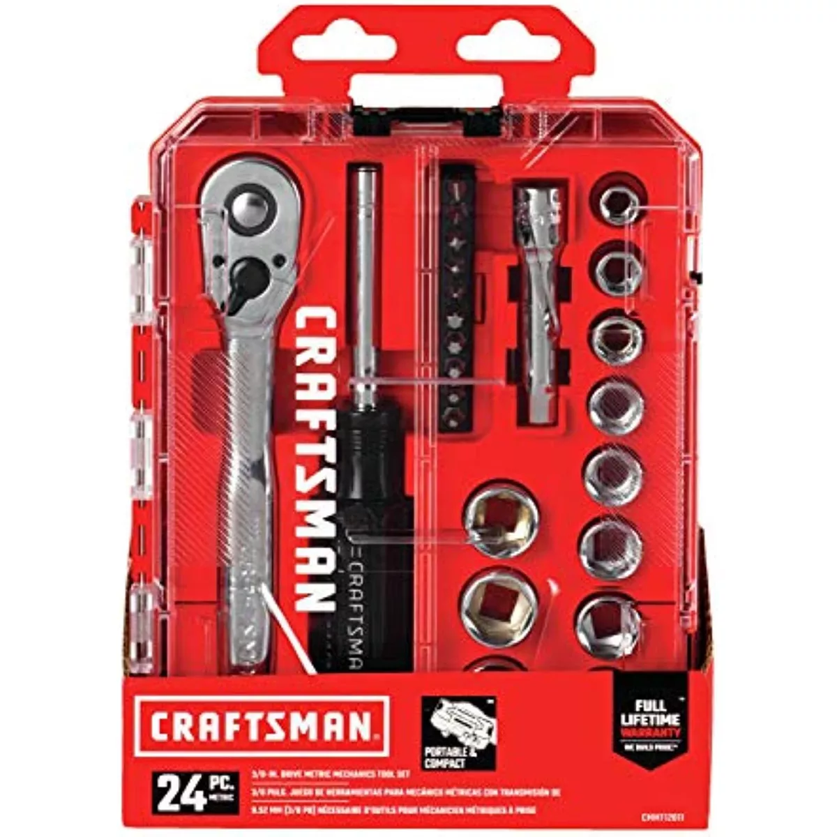 CRAFTSMAN Socket Set Nano Metric 3 8 Inch Drive 24 Piece CMMT12011