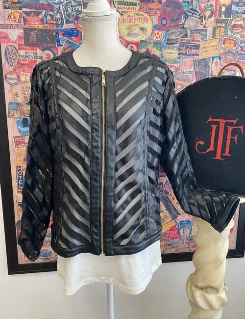 Leather and cheap mesh jacket