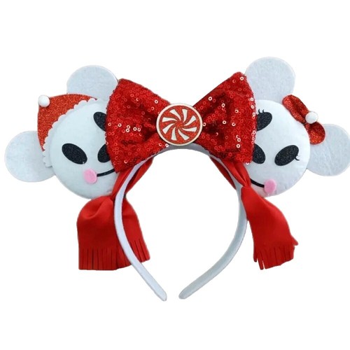 Tokyo Disney Parks Dark Red Velour Sequin Christmas Headband  display picture 2