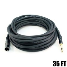 35FT 3-Pin XLR Male To 1/4" TRS Male Balanced Microphone Cable Gold Plated 16AWG